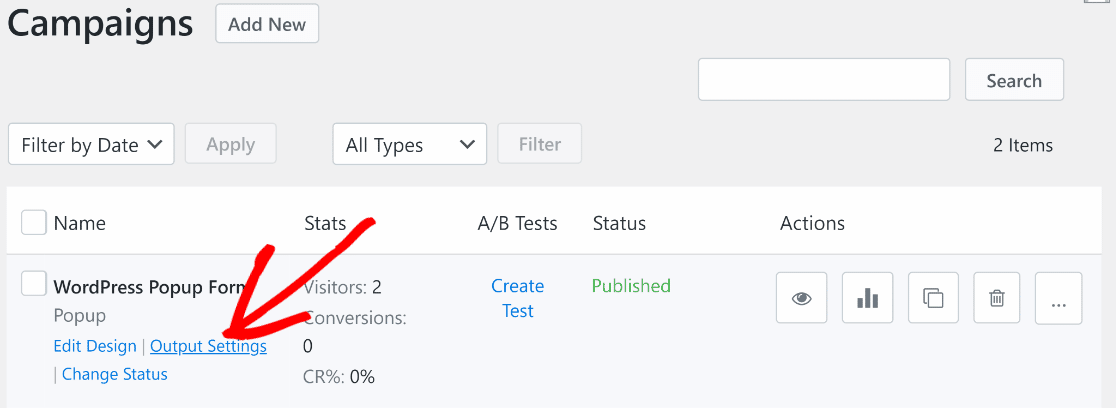 OM output settings