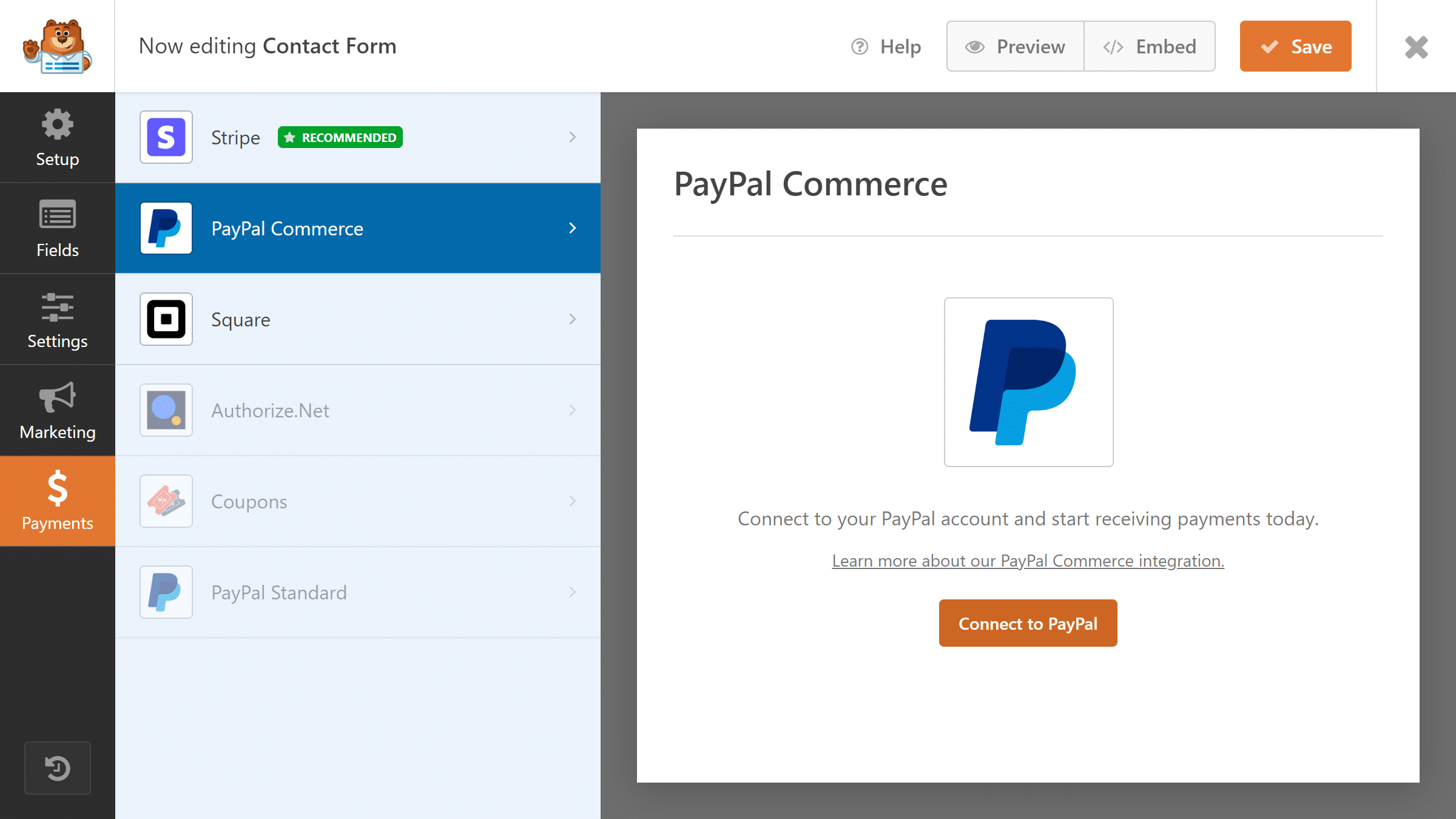 PayPal Commerce addon for WPForms