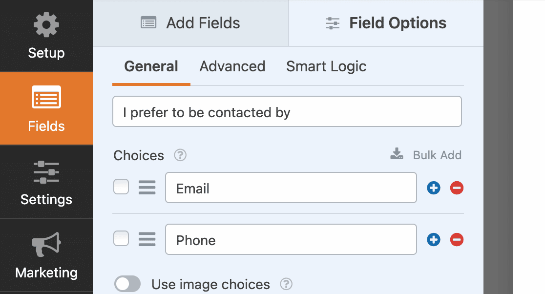 Preferred contact checkbox field