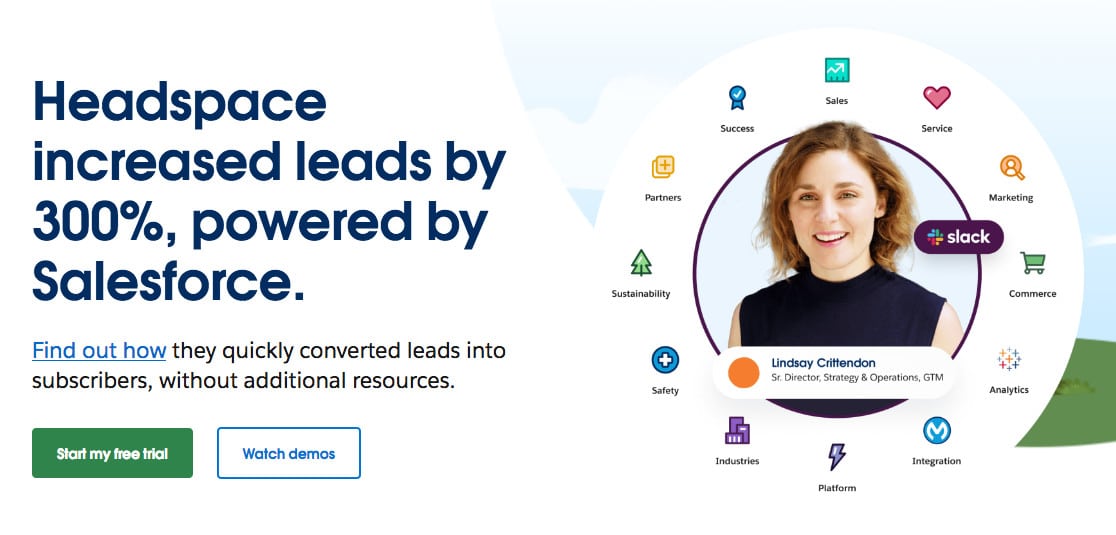 Salesforce CRM homepage