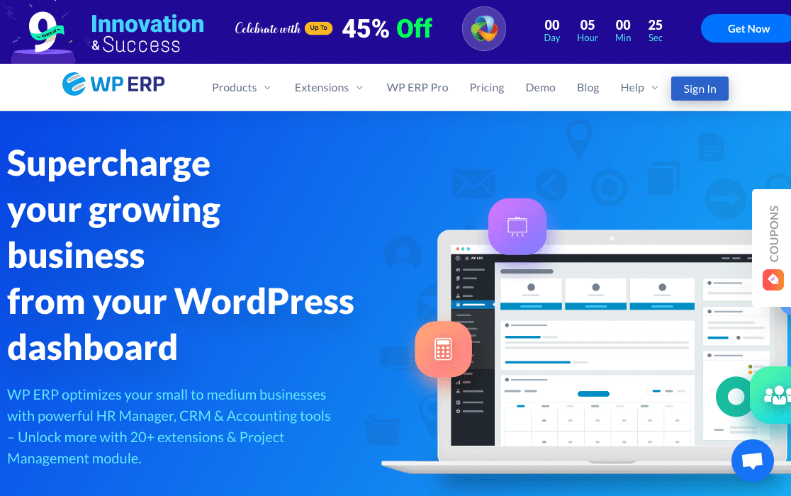 WP ERP CRM homepage