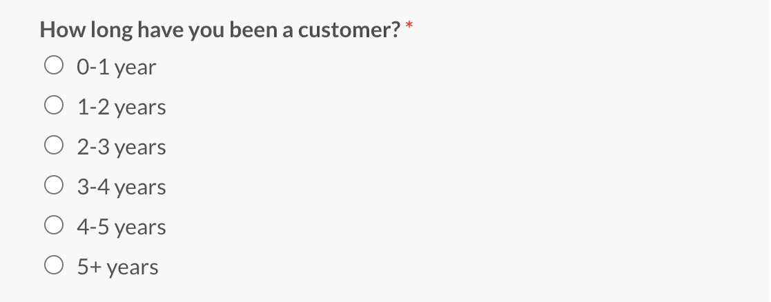 customer survey multiple choice field