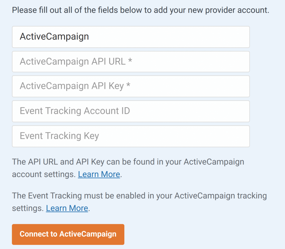 Adding an account name for an ActiveCampaign connection