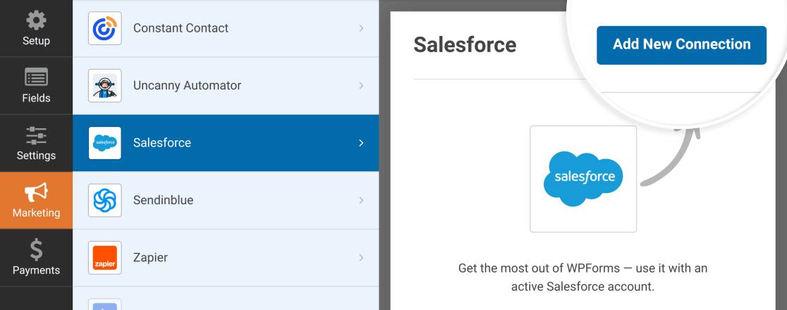 Adding a new Salesforce connection to a form