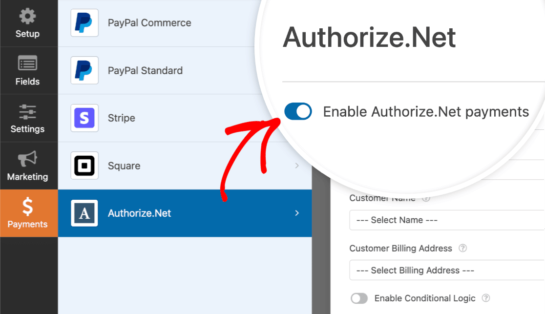 Enabling Authorize.Net payments