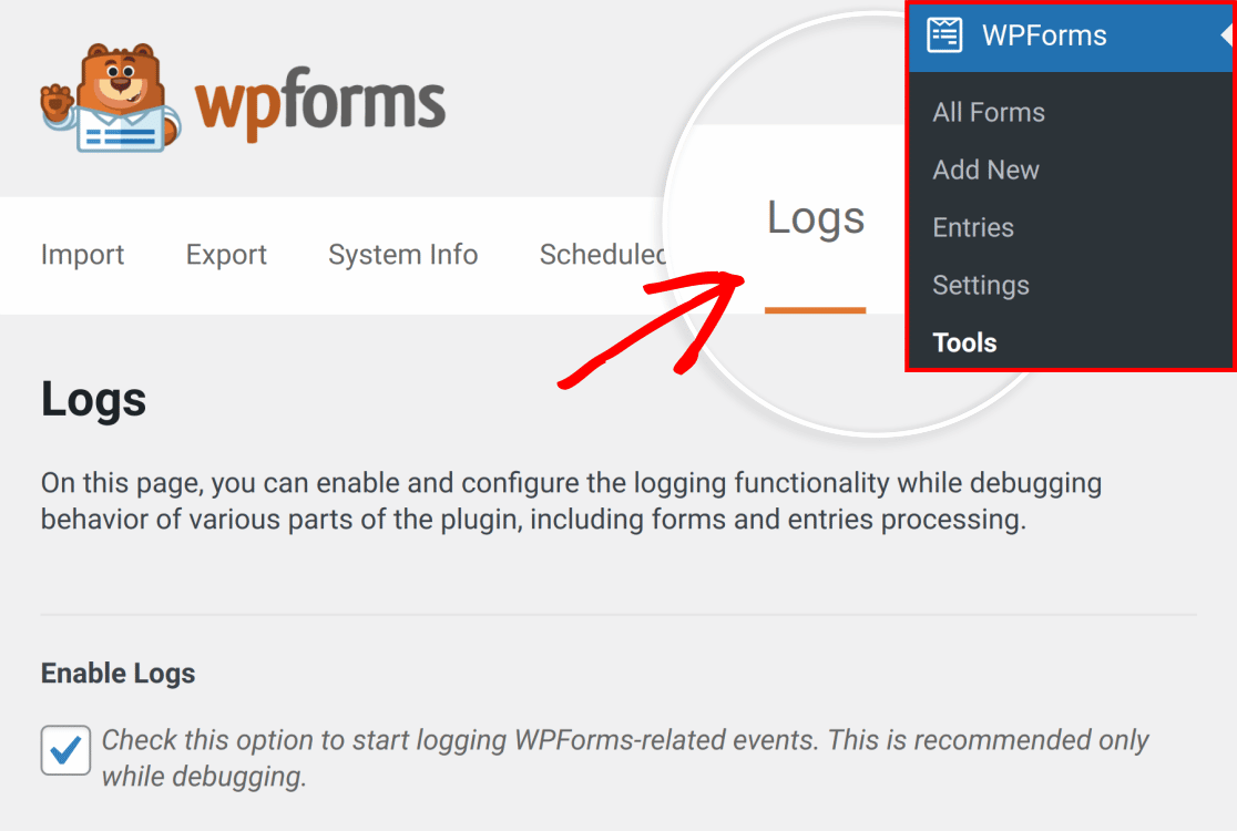 Accessing the logs