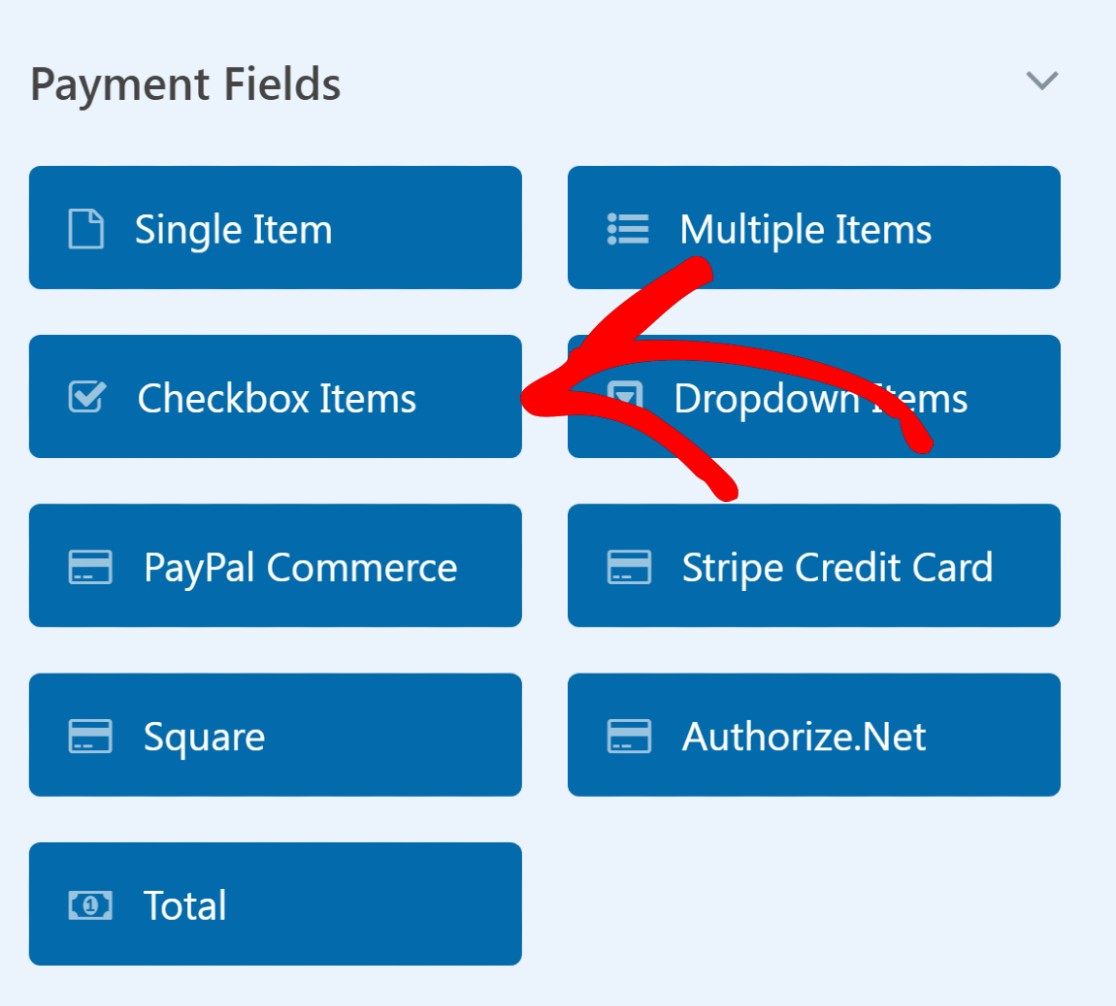 payment fields checkbox