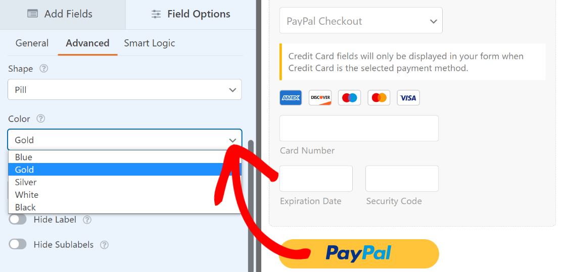 PayPal button customization