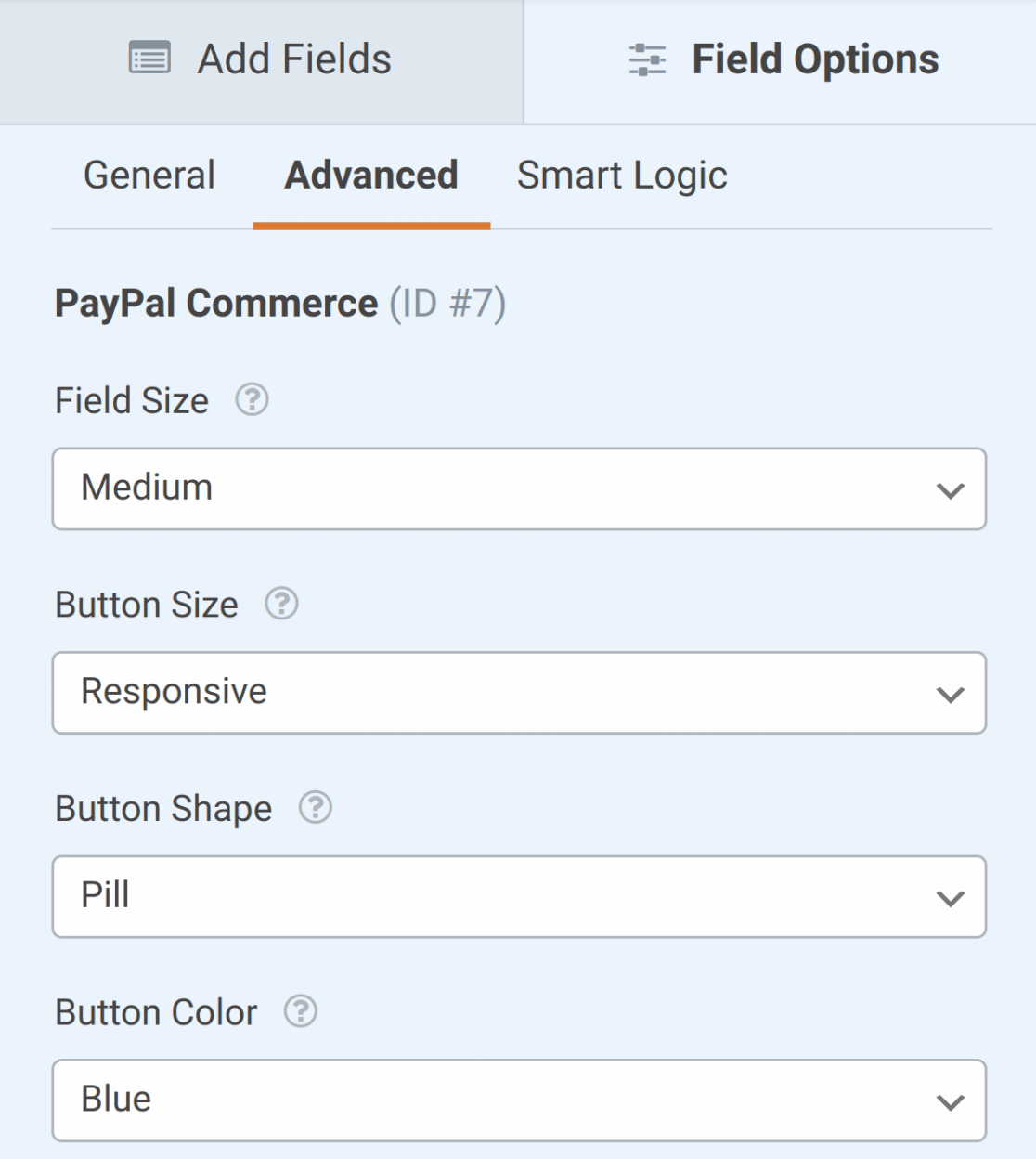 Customizing the PayPal Commerce field