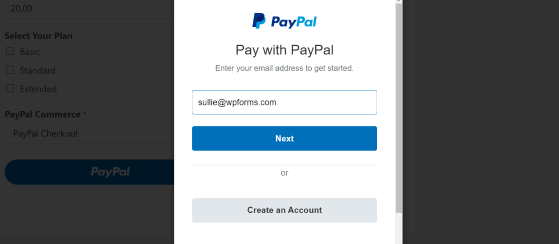 paypal commerce modal
