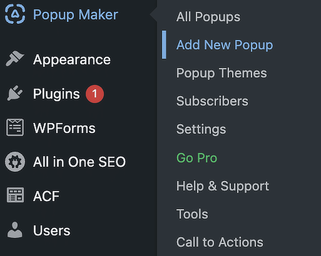 popup maker add new