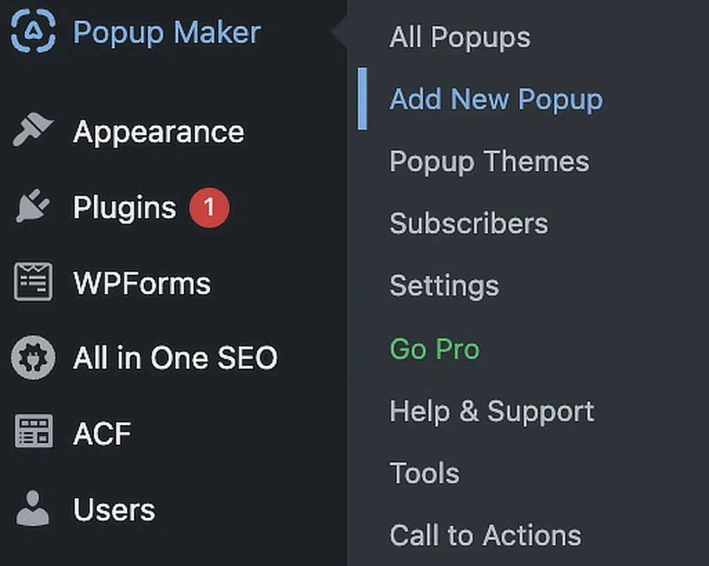 popup maker add new