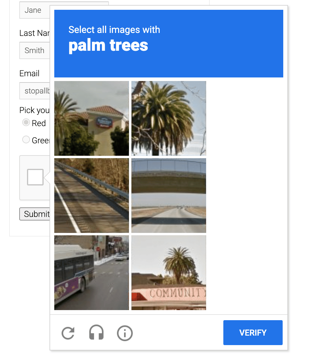 reCAPTCHA example