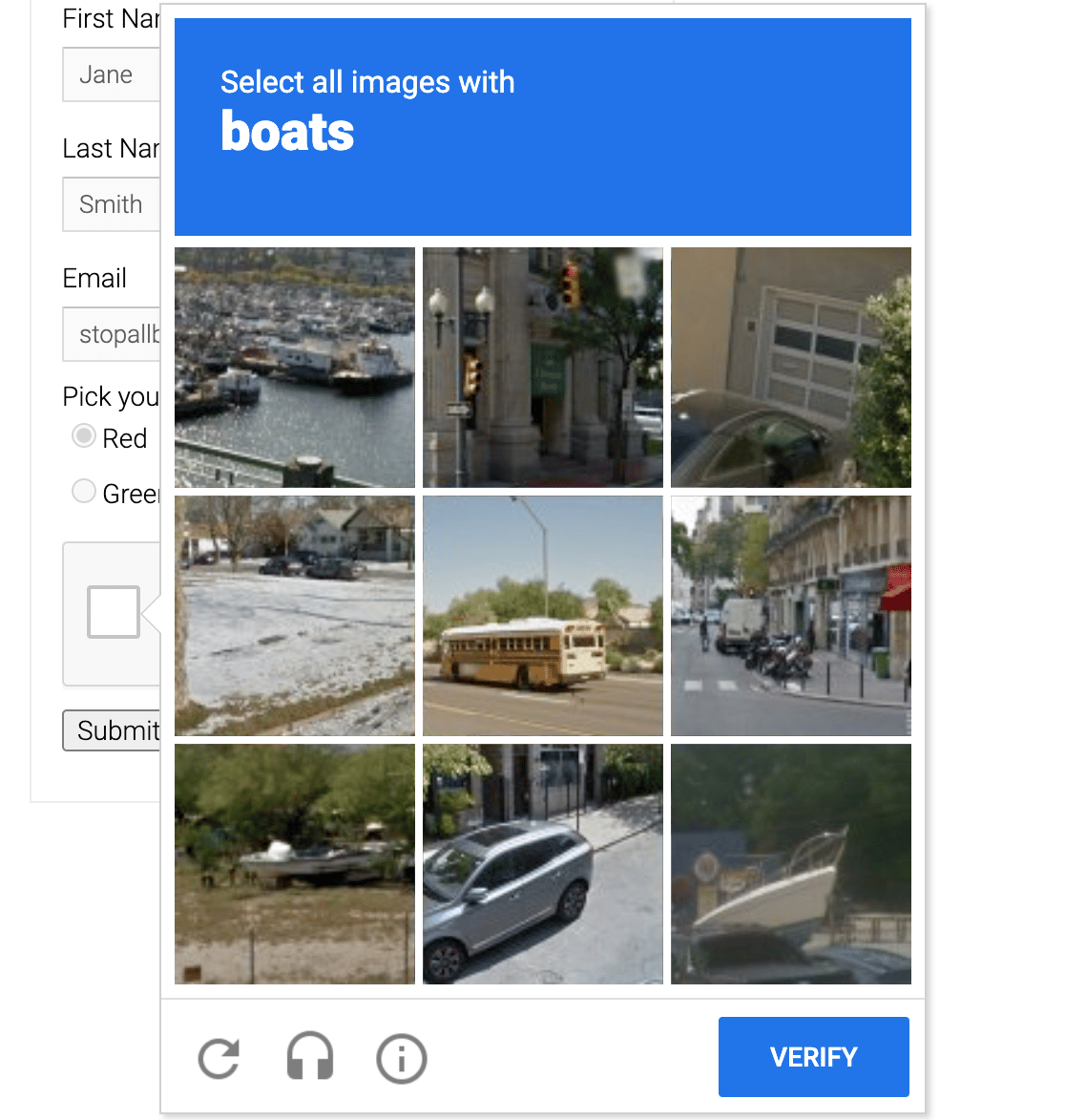 reCAPTCHA example