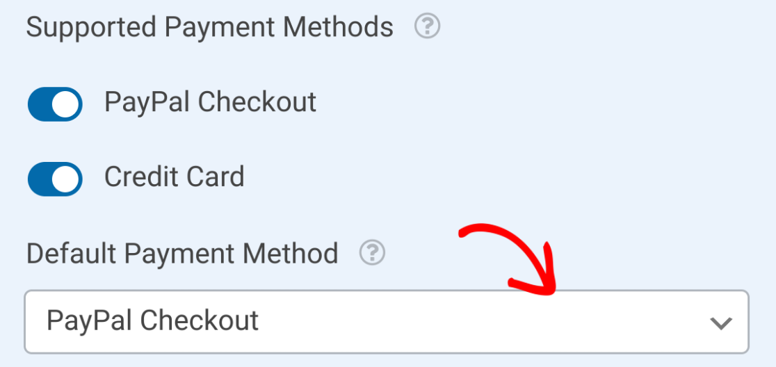 Select a default Payment Method