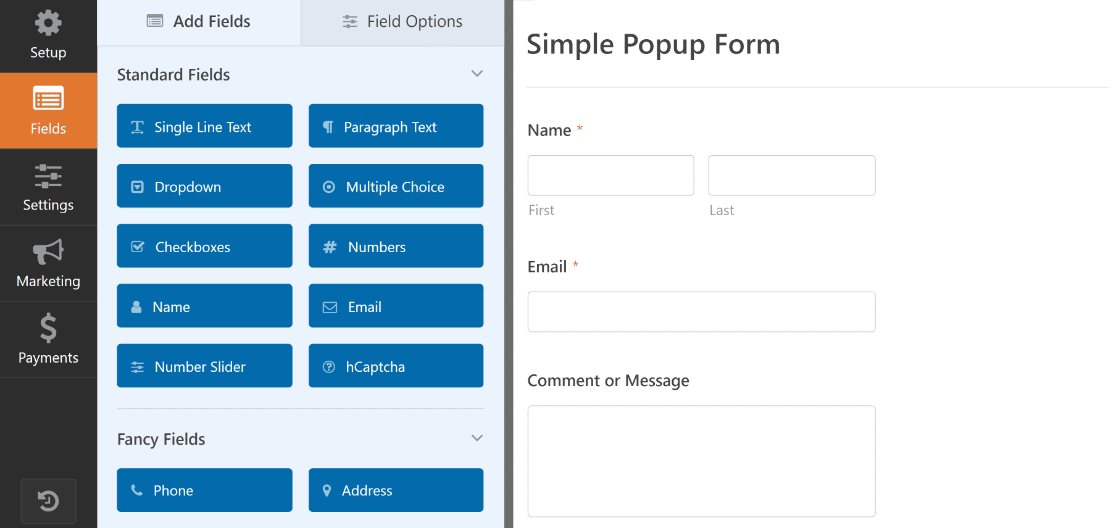 simple contact form loaded