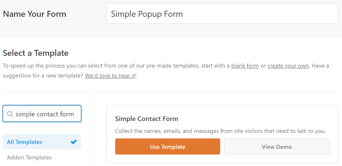 Simple contact form template