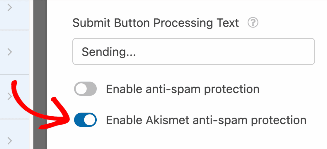 Enabling Akismet protection for a form