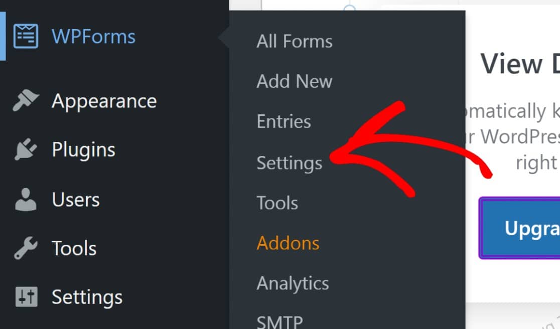 Access your WPForms settings