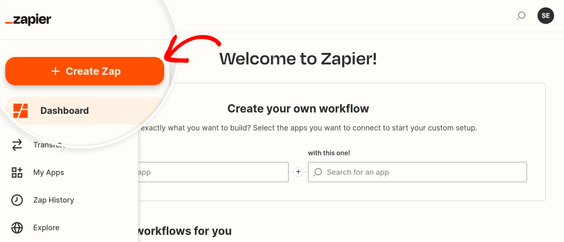 Creating a new Zap