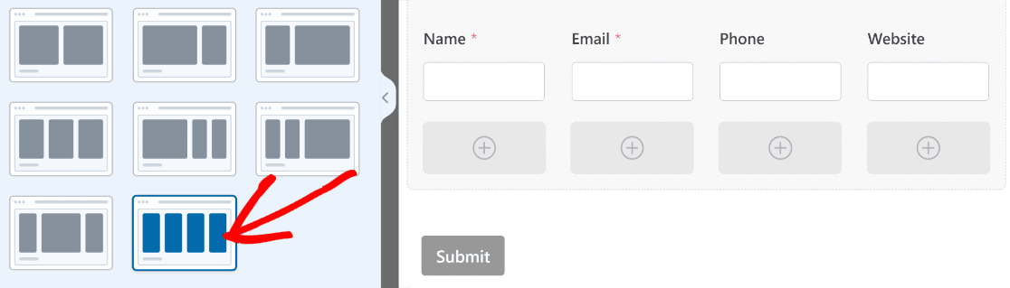 4 column layout