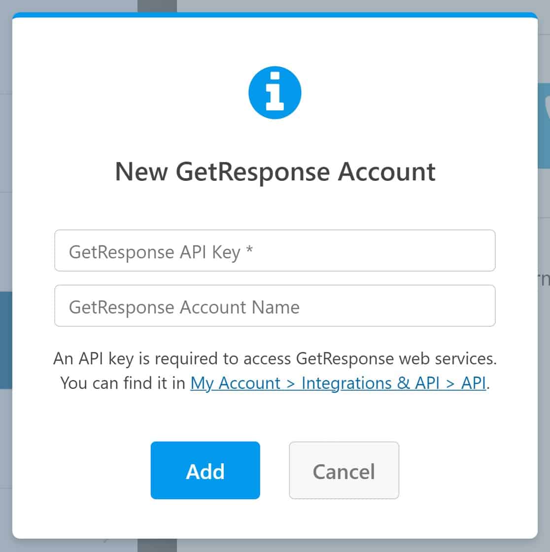 Enter GetResponse API and account name