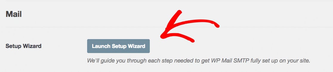 Red arrow pointing towards the Launch Setup Wizard button