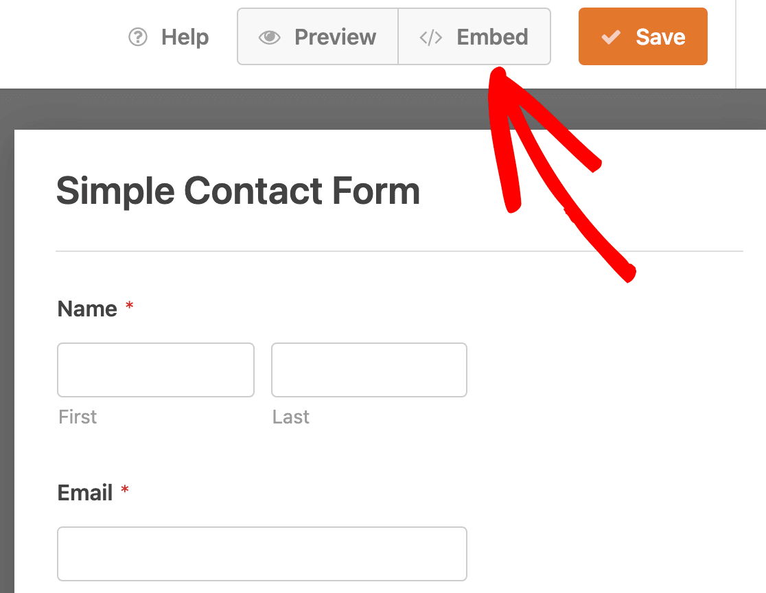 WPForms embed button