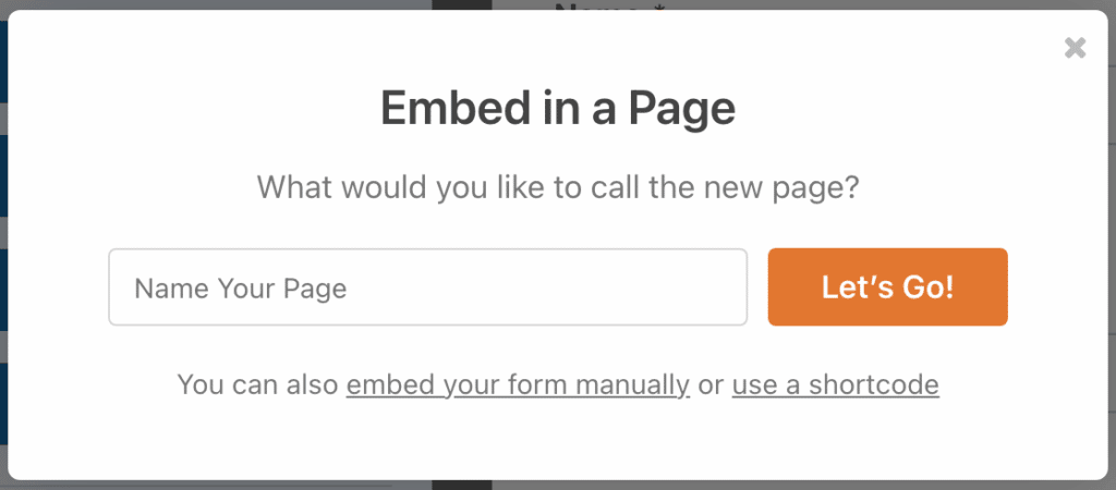 WPForms Name Your Page - WPForms Dê um nome à sua página