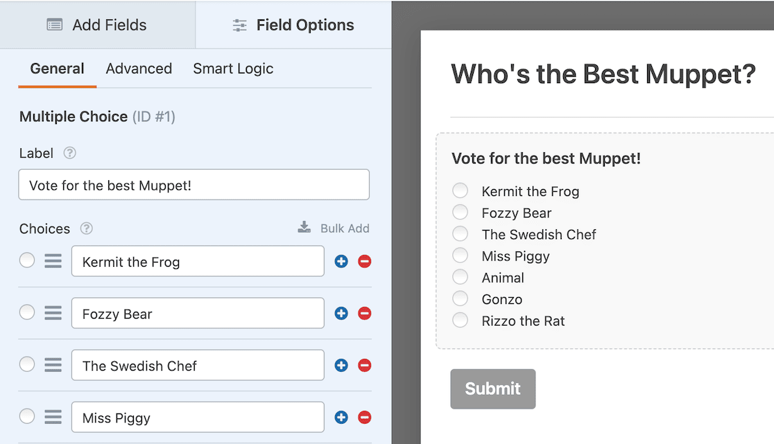 wpforms checkbox fields poll