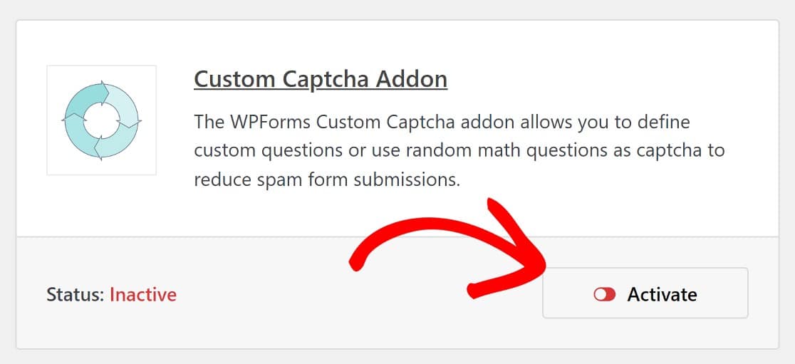 activate custom captcha addon