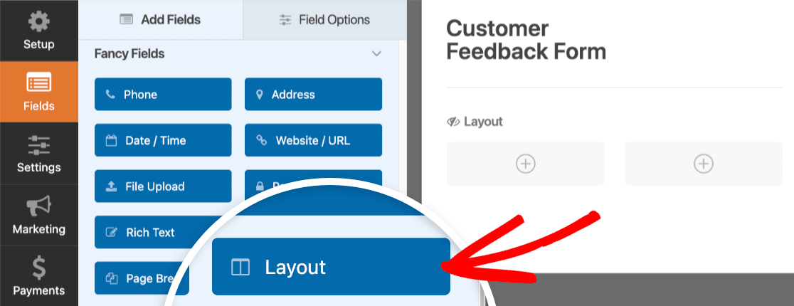 Adding a Layout field