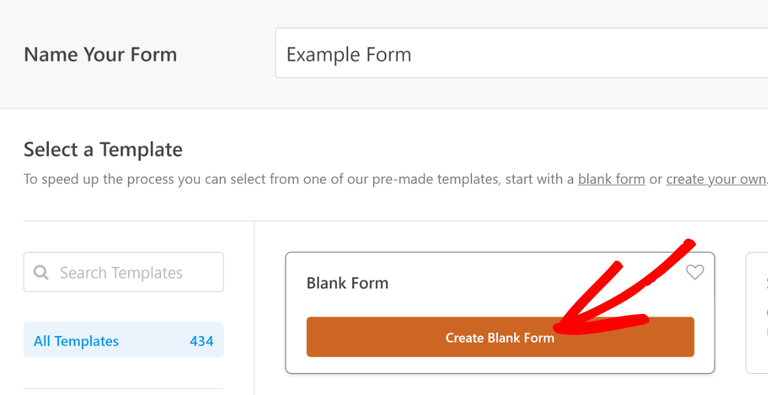 create blank form wpforms