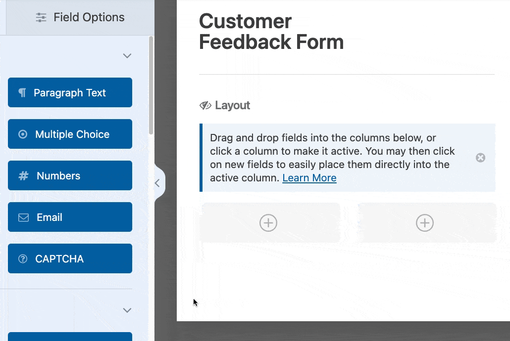 Adding fields to a form layout