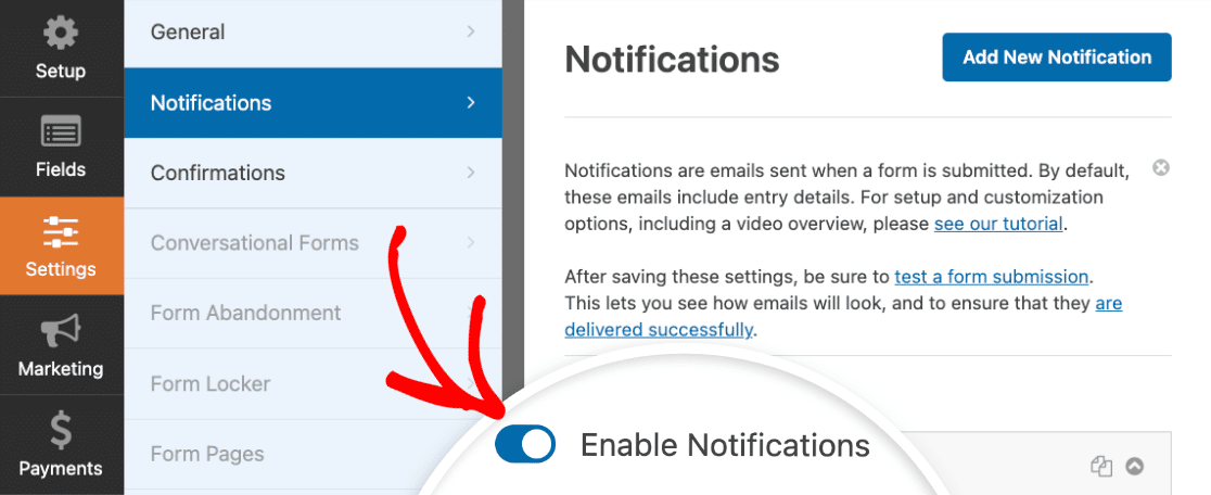 Enable form notifications