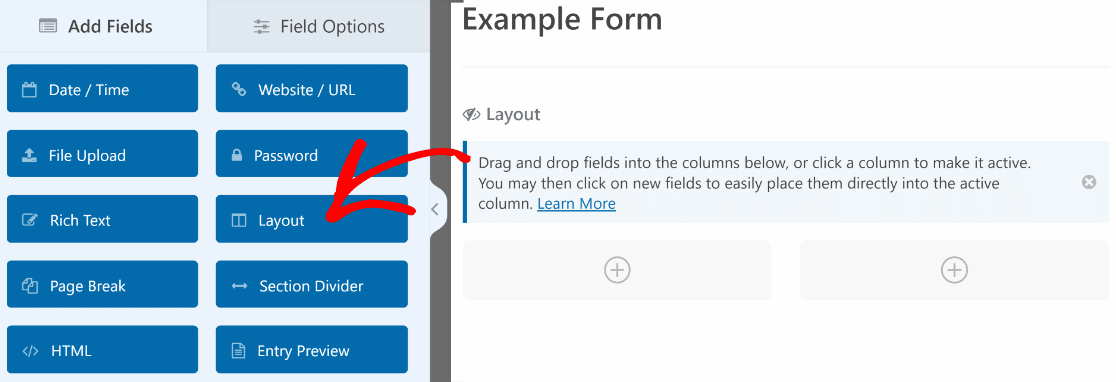 Layout field