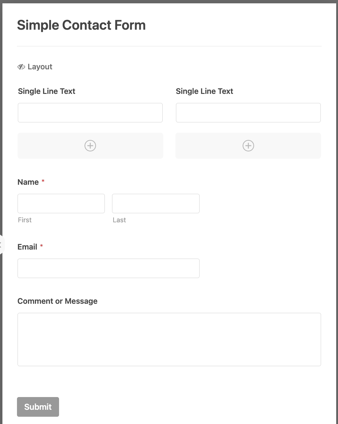Adding 2 Single Line Text fields to a Layout field