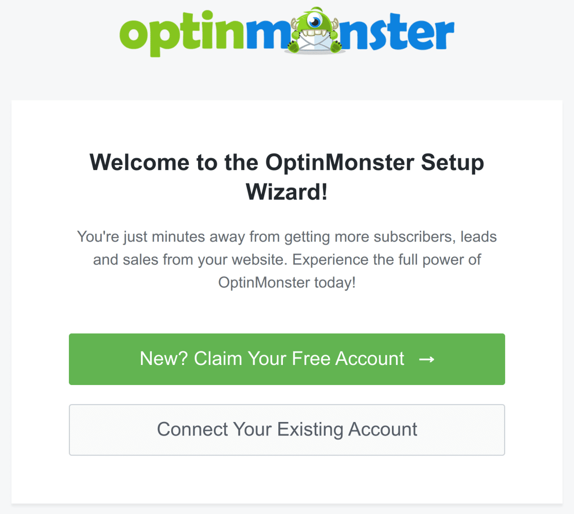 The OptinMonster setup wizard