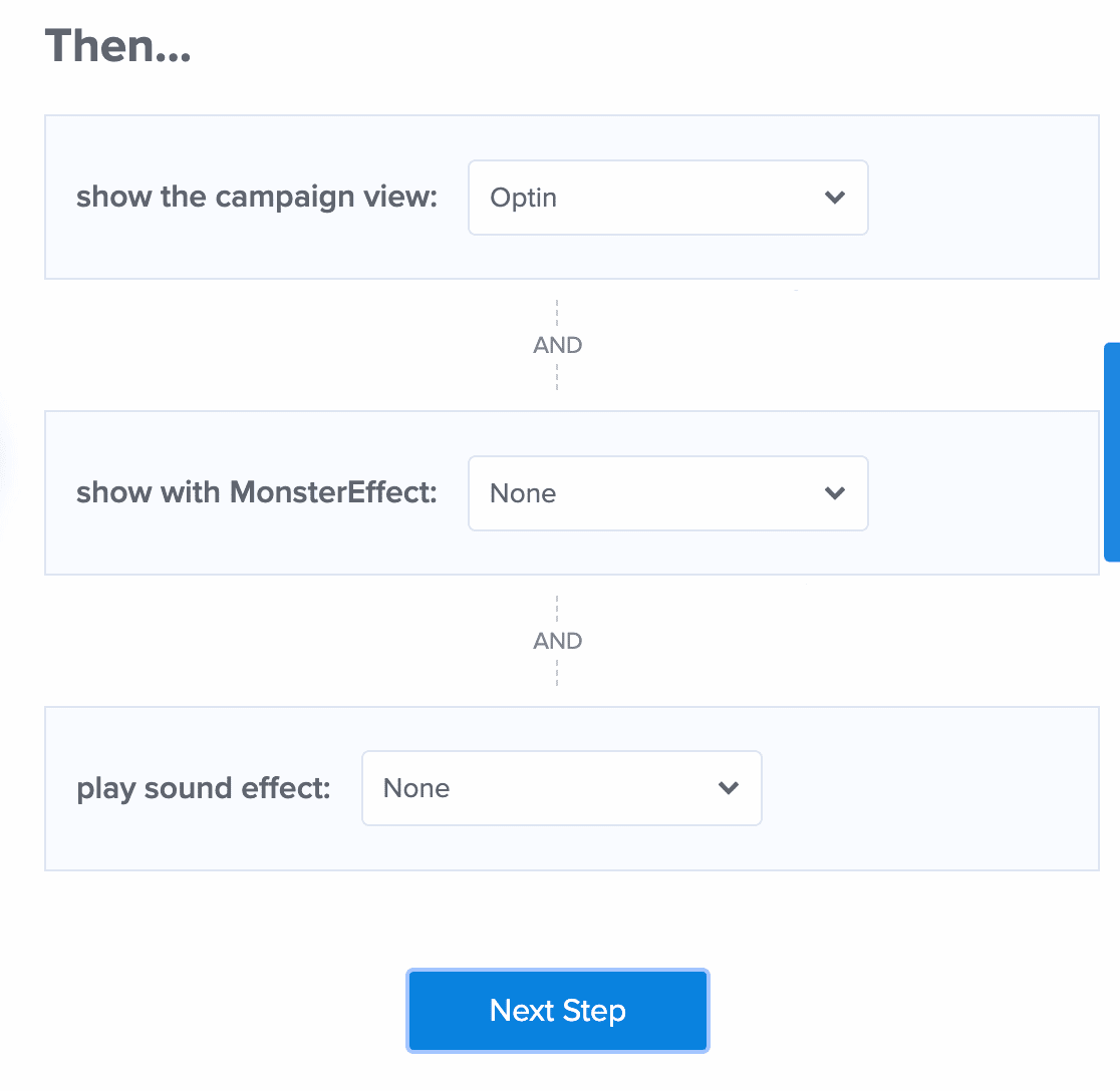 Setting the campaign view to Optin in OptinMonster