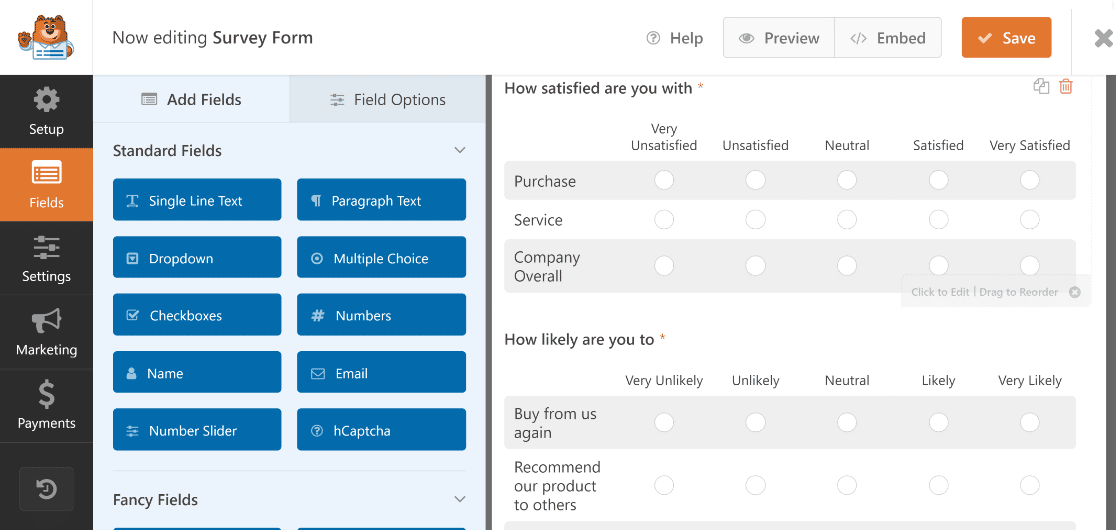 survey form template