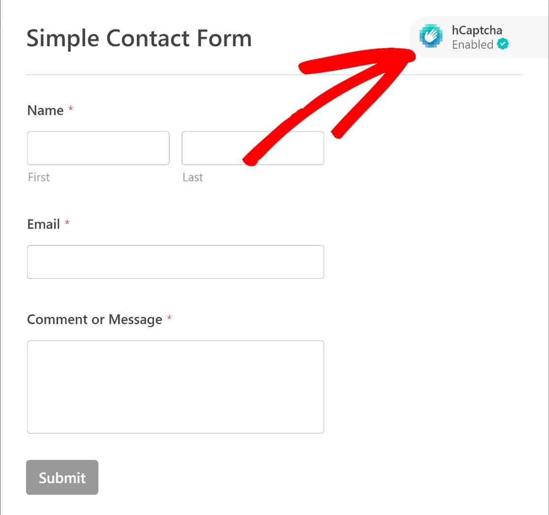 wpforms captcha enabled