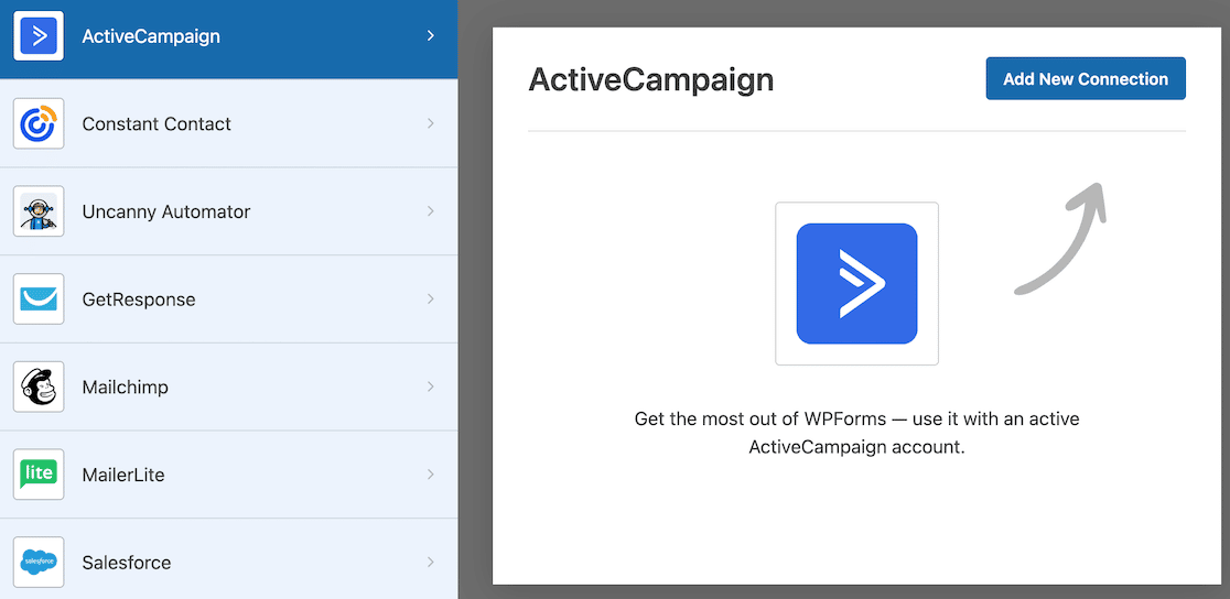 Add new ActiveCampaign account