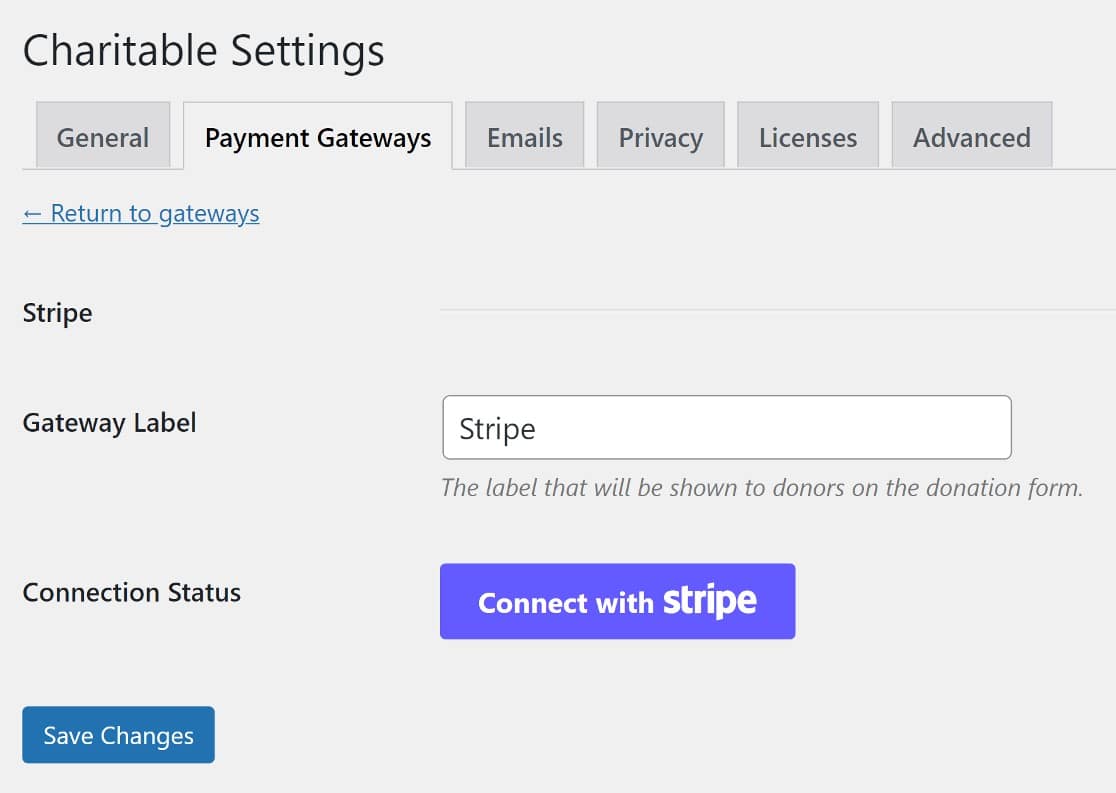 Charitable payment settings
