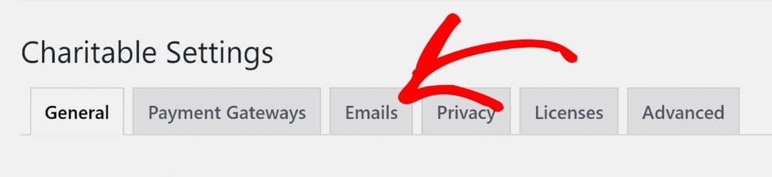 Charitable settings email tab