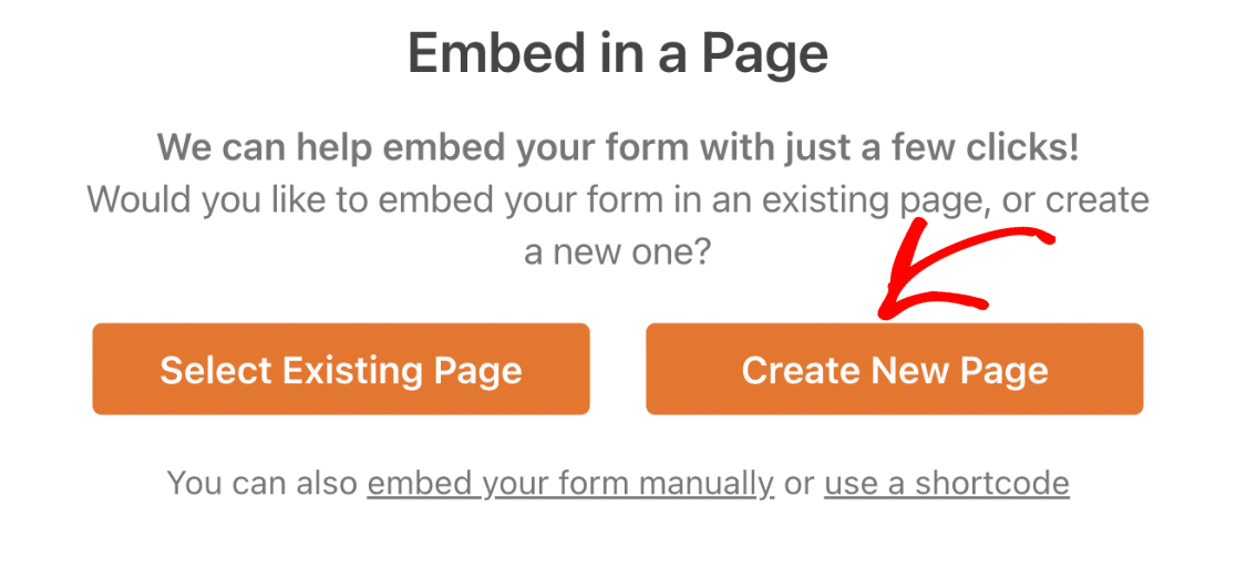Create New page to Embed Form