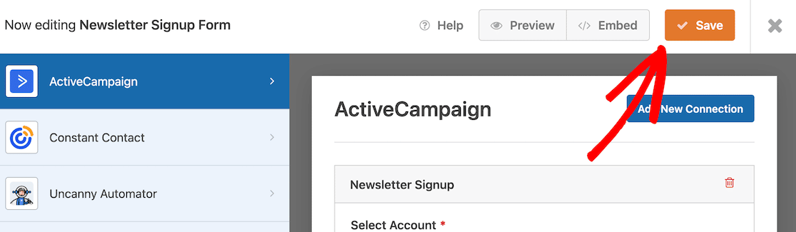 Save ActiveCampaign Form