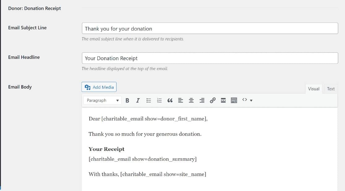 charitable email template