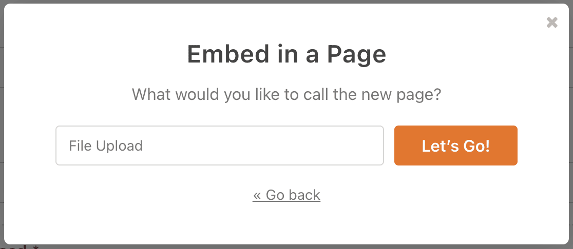 Naming a new page for your file upload form