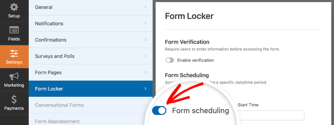 Enabling form scheduling