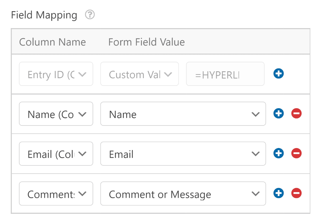 Field mappings